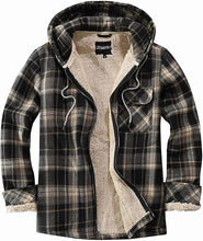 Load image into Gallery viewer, Men&#39;s Hooded Plaid Yellow Flannel Jacket