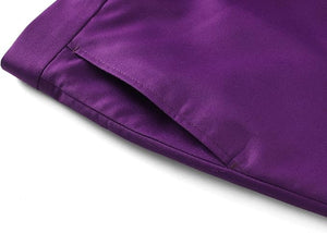 Mens Purple Slim Fit Skinny Trousers Suit Pants