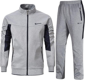 Men's White-Black 2pc Athletic Tracksuit