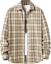 Load image into Gallery viewer, Men&#39;s Cotton Black Plaid Flannel Long Sleeve Shirt