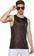 Load image into Gallery viewer, Men&#39;s Black Mesh Sequin Sleeveless Shirt