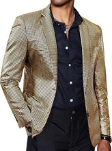 Load image into Gallery viewer, Men&#39;s Chic Patterned Gold Metallic Blazer