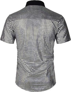 Men's Metallic Short Sleeve Dress Shirt