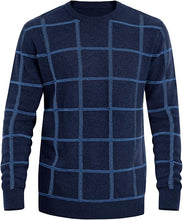 Load image into Gallery viewer, Men&#39;s Knitted Checkered Long Sleeve Light Blue Sweater