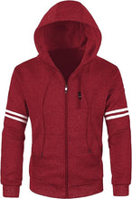 Load image into Gallery viewer, Men&#39;s Striped Red Soft Fleece Sweatshirt Hoodie