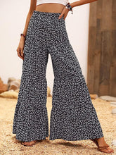 Load image into Gallery viewer, Floral Black High Waist Ruffled Wide Leg Pants