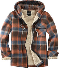 Load image into Gallery viewer, Men&#39;s Hooded Plaid Red Flannel Jacket