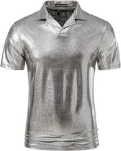 Load image into Gallery viewer, Men&#39;s Shiny Silver Metallic Hipster Shirt