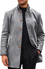 Load image into Gallery viewer, Men&#39;s Stand Collar Winter Gray Long Sleeve Coat