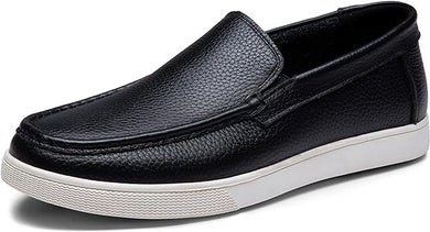 Men's Black Casual Leather Slip On Loafer Shoes
