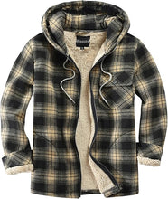 Load image into Gallery viewer, Men&#39;s Hooded Plaid Orange Flannel Jacket