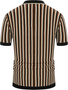 Men's Retro Style Short Red-Brown Sleeve Sweater