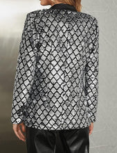 Load image into Gallery viewer, Shiny Silver Diamond Sequins Long Sleeve Blazer Jacket