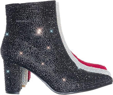 Load image into Gallery viewer, Rhinestone Studded Sequin Black Rhinestone Ankle Boots