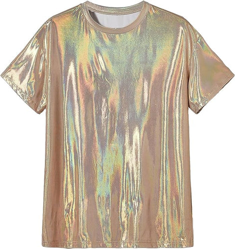 Gold Metallic Short Sleeve Shirt for Men & Women