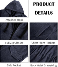 Load image into Gallery viewer, Men&#39;s Grey Hooded Long Sleeve Drawstring Jacket
