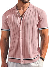 Load image into Gallery viewer, Men&#39;s Knitted Button Down Dark Beige Short Sleeve Shirt