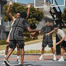 Load image into Gallery viewer, Casual Men&#39;s Black Bandana Printed Shirt &amp; Shorts Set