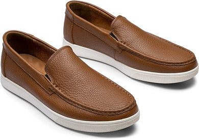 Men's Brown Casual Leather Slip On Loafer Shoes