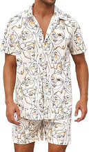 Load image into Gallery viewer, Men&#39;s Black Aztec Print Short Sleeve Summer Shorts Set