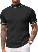 Load image into Gallery viewer, Men&#39;s Knit Turtleneck Brown Short Sleeve Sweater