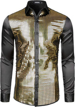 Load image into Gallery viewer, Men&#39;s Disco Silver Sequins Long Sleeve Button Down Shirt