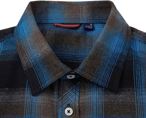 Men's Plaid Flannel Brown/Beige Long Sleeve Button Down Casual Shirt