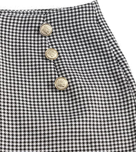 Load image into Gallery viewer, Black &amp; White Houndstooth Gold Button High Waist Shorts