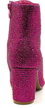 Load image into Gallery viewer, Rhinestone Studded Sequin Fuchsia Rhinestone Ankle Boots