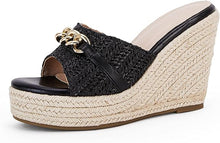 Load image into Gallery viewer, Platform Chain Apricot Open Toe Espadrille Wedge Sandals