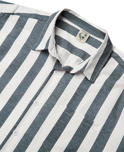 Men's Vacation Striped Summer Short Sleeve Gray-1 Striped Shirt