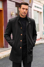 Load image into Gallery viewer, Men&#39;s Stand Collar Winter Black Long Sleeve Coat