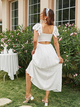 Load image into Gallery viewer, Summer White Linen Lace Sleeve Maxi Dress