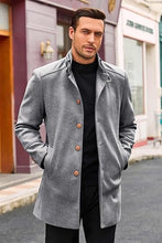 Load image into Gallery viewer, Men&#39;s Stand Collar Winter Gray Long Sleeve Coat