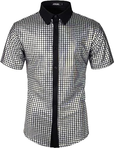 Men's Metallic Short Sleeve Dress Shirt