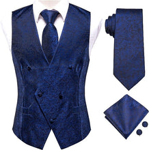 Load image into Gallery viewer, Men&#39;s Navy Blue Satin Sleeveless Formal Vest