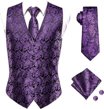 Load image into Gallery viewer, Men&#39;s Purple Paisley Sleeveless Formal Vest