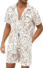 Load image into Gallery viewer, Men&#39;s Black Aztec Print Short Sleeve Summer Shorts Set