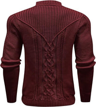 Load image into Gallery viewer, Men&#39;s Armour Khaki Cable Knit Long Sleeve Sweater