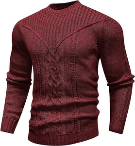 Men's Armour Khaki Cable Knit Long Sleeve Sweater
