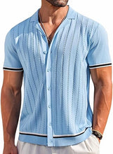 Load image into Gallery viewer, Men&#39;s Knitted Button Down Dark Beige Short Sleeve Shirt