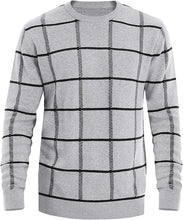 Load image into Gallery viewer, Men&#39;s Knitted Checkered Long Sleeve Light Blue Sweater