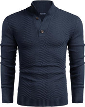 Load image into Gallery viewer, Men&#39;s Black Quarter Button Long Sleeve Sweater