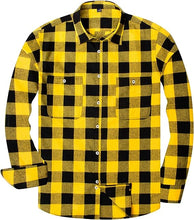 Load image into Gallery viewer, Men&#39;s Plaid Flannel Lime Green/Black Long Sleeve Button Down Casual Shirt