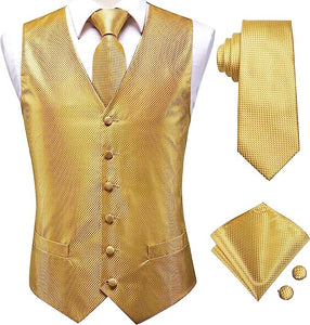 Men's Ivory Gold Sleeveless Formal Vest