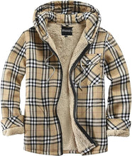 Load image into Gallery viewer, Men&#39;s Hooded Plaid Orange Flannel Jacket