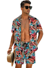 Load image into Gallery viewer, Casual Men&#39;s Blue Vacation Style Shirt &amp; Shorts Set