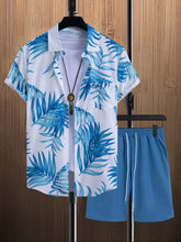 Load image into Gallery viewer, Men&#39;s Black Geometric Short Sleeve Shirt &amp; Shorts Set