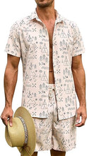 Load image into Gallery viewer, Men&#39;s Black Aztec Print Short Sleeve Summer Shorts Set