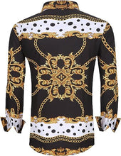 Load image into Gallery viewer, Men&#39;s Fashion Luxury Printed Blue Floral Long Sleeve Shirt